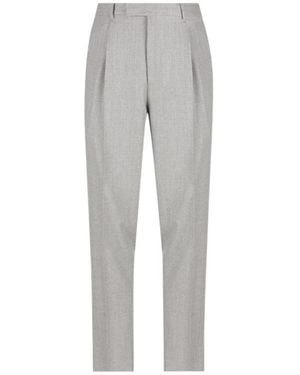 ZEGNA Pleated Tapered Trousers - Grey