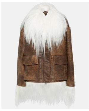 Dodo Bar Or Yoyo Shearling-Trimmed Leather Jacket - Natural