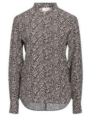 Isabel Marant Two-Tone Stand Collar Long Sleeve Blouse - Grey