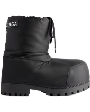 Balenciaga Logo Patch Alaska Ankle Boots - Black