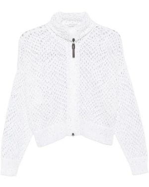 Brunello Cucinelli Openwork Cardigan - White