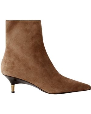 KHAITE Solid Suede Ankle Boots - Brown