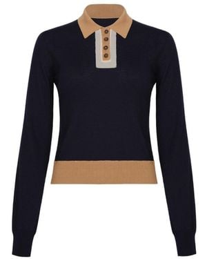 Maison Margiela Colour-Block Buttoned Polo Shirt - Blue