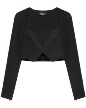 Blumarine Butterfly-Motif Cropped Top - Black