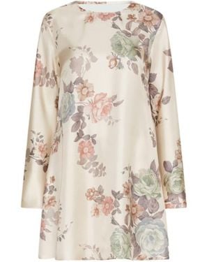 Marella Flared Silk Twill Dress - Natural