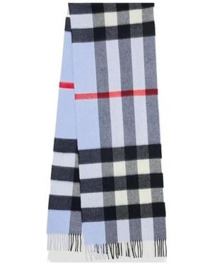 Burberry Vintage Check Fringed Scarf - Blue