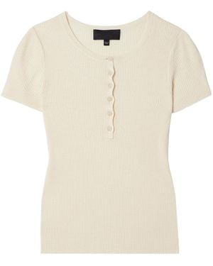 Nili Lotan Francene Ribbed Short-Sleeve Top - Natural