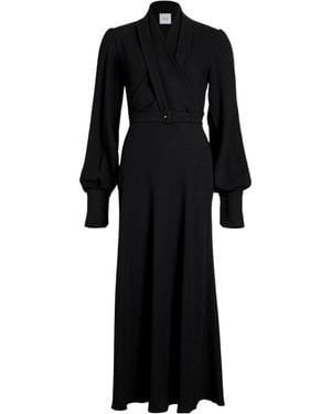 Patou Belted Long-Sleeve Wrap Dress - Black