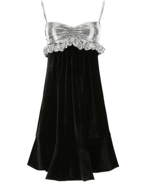 Rabanne Two-Toned Chainmail Velvet Mini Dress - Black