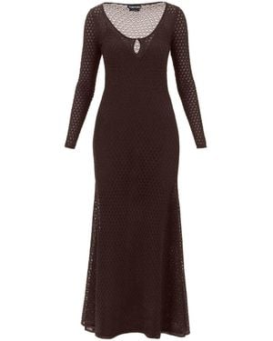 Tom Ford Crochet Knit Maxi Dress - Brown