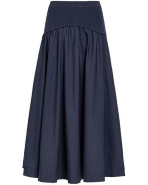 Jonathan Simkhai Ovie Knit-Waist Cotton-Poplin Midi Skirt - Blue