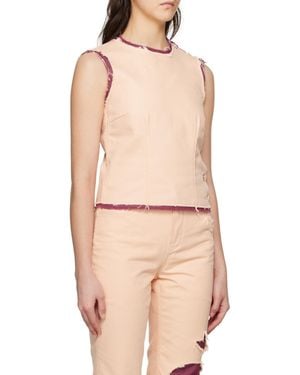 Raf Simons Button Fastened Layered Raw-Cut Hem Tank Top - Natural
