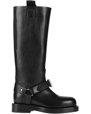 Burberry Minimalist Leather Riding Boots - Black