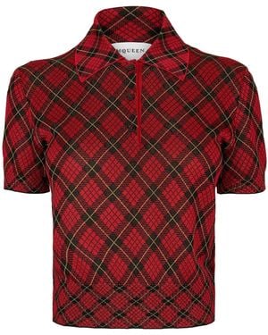 McQueen Checkered Knit Polo Shirt