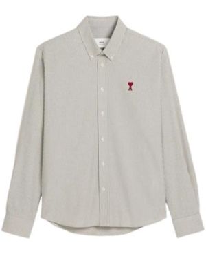 Ami Paris Striped Cotton Shirt - Grey