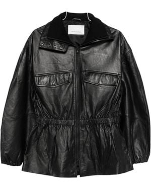 Frankie Shop Carnaby Funnel-Neck Leather Jacket - Black