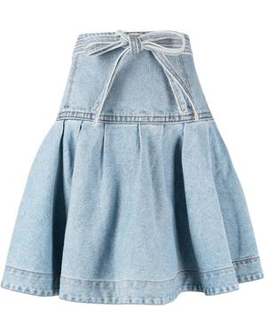 we11done Logo Plaque Denim Mini Skirt - Blue