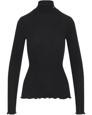 Prada Ribbed-Knit Triangle Sweater - Black