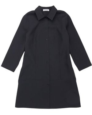 Jil Sander Button-Up Single-Breasted Coat - Blue