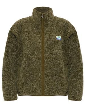 American Vintage Logo Patch High Neck Jacket - Green