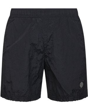 Stone Island Logo Patch Swim Shorts - Blue