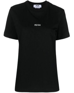 MSGM Logo-Print Cotton T-Shirt - Black