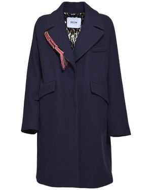 Bazar Deluxe Collared Single-Breasted Coat - Blue