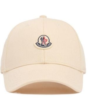 Moncler Logo Cotton Gabardine Baseball Cap - White