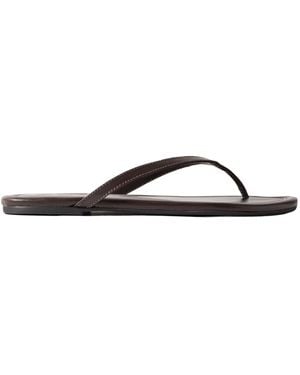 STAUD Leather Flip Flops - Brown
