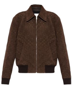 Bottega Veneta Cinched-Waist Leather Jacket - Brown