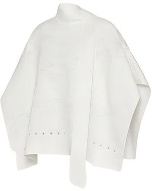 Valentino Short Patterned Embroidered Cloak - White