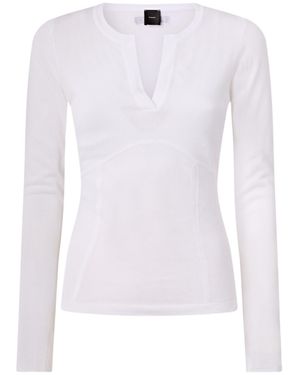 Pinko Bustier Seam V-Neck Knitted Top - White