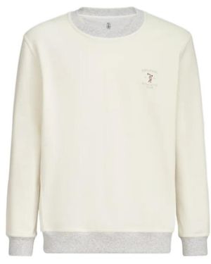 Brunello Cucinelli Cotton French Terry Sweatshirt With Embroidery - White