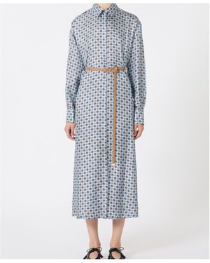 ワンピース Max Mara Printed Silk Manna Shirt Dress Max Mara Printed Silk Manna Shirt Dress in Natural | Lyst
