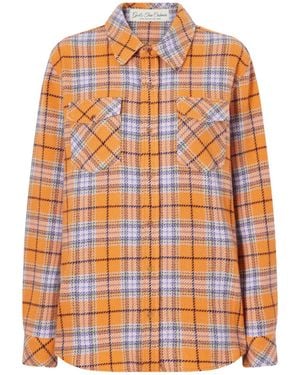 God's True Cashmere Midnight Sun Checked Cashmere Shirt - Orange