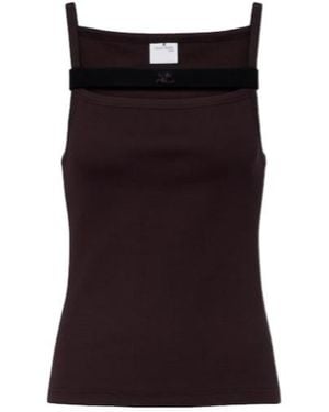 Courreges Ribbed-Knit Cotton Tank Top - Black