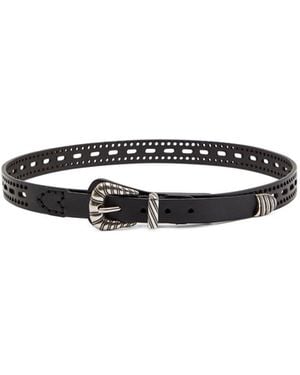 Etro Perforated Leather Belt - White