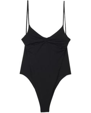 Jacquemus Ruched Thong Bodysuit - Black