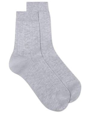 Versace Ribbed Logo Socks - Gray