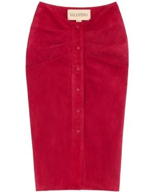 Valentino Suede Skirt - Red