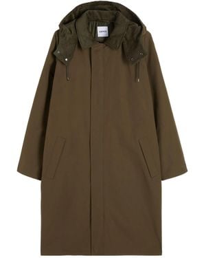 Aspesi Corduroy-Collar Hooded Coat - Green