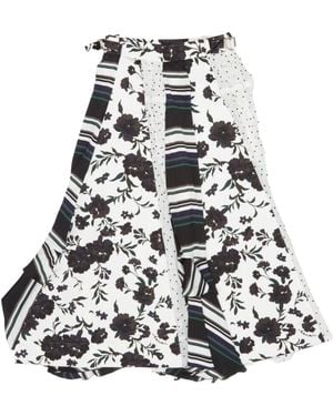 Sacai Patchwork Floral-Print Skirt - White