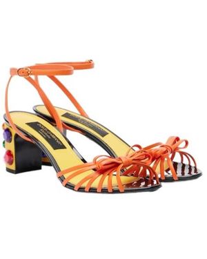 Dolce & Gabbana Keira Embellished Leather Sandals - Orange