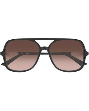 Chloé Chloé Eyewear Pilot Frame Sunglasses - Brown