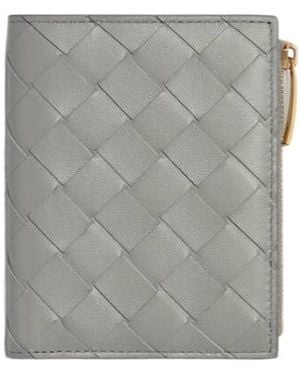 Bottega Veneta Intrecciato Small Bi-Fold Wallet - Grey