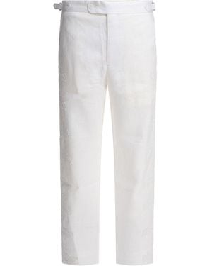 Bode Embroidered Straight Leg Trousers - White
