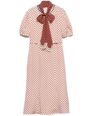 Prada Polka-Dot Marocain Dress - Pink