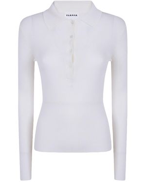 P.A.R.O.S.H. P.A.R.O..H. Long Ribbed Polo Knitted Sweater - White
