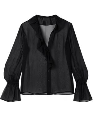 Nili Lotan Cecily Ruffled Silk-Chiffon Blouse - Black
