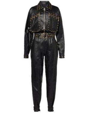 Dodo Bar Or Studded Leather Jumpsuit - Black
